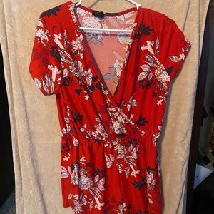 Red romper with flowers